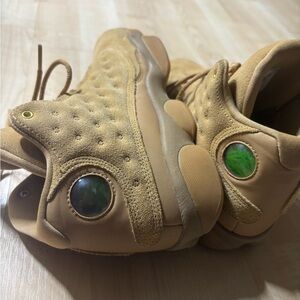 Jordan Kids Tan Suede Sneakers with Iridescent Green Orb